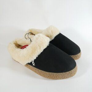 Womens Sz 9 Everfoams Slippers ~ Brown ~ Microsuede ~ Shearling ~ Memory Foam